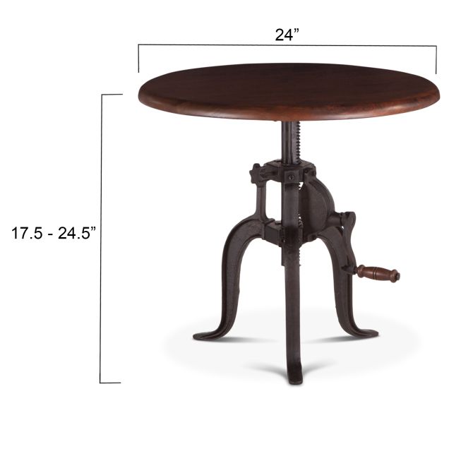 Industrial Loft 36" Adjustable Side Table Walnut-Home Trends & Designs-HOMETD-FIL-ST36WN-Side Tables-3-France and Son