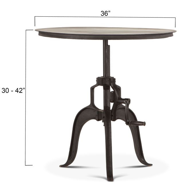 Industrial Loft 36" Adjustable Side Table Matte Black-Home Trends & Designs-HOMETD-FIL-ST36MB-Side Tables-3-France and Son