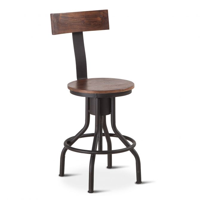 Industrial Modern 15" Adjustable Stool Walnut-Home Trends & Designs-HOMETD-FIM-ADC18-Stools & Ottomans-1-France and Son