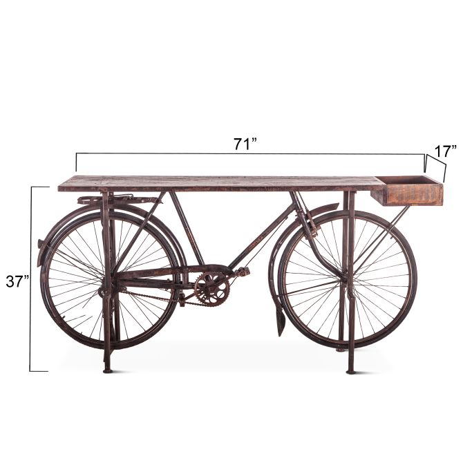Industrial Teak Reclaimed Teak Bicycle Console-Home Trends & Designs-HOMETD-FIT-BICY-CN-Console Tables-4-France and Son