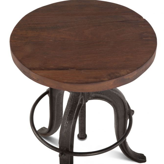 Industrial Teak 16" Reclaimed Wood Adjustable Stool Natural-Home Trends & Designs-HOMETD-FIT-STL16-Stools & Ottomans-3-France and Son