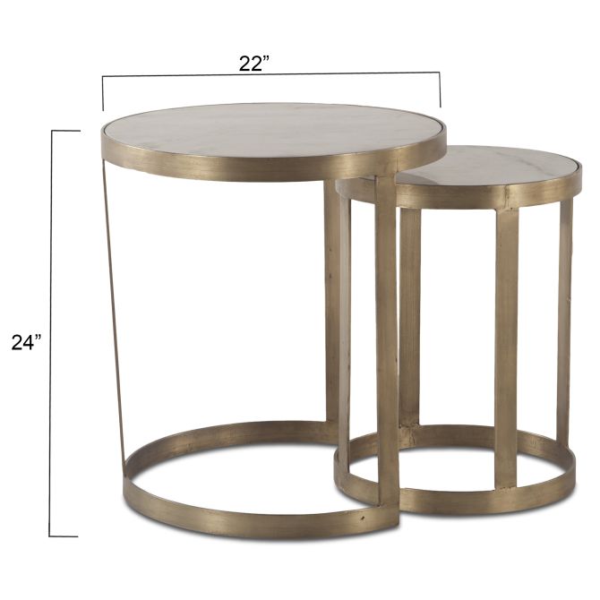 Michaelangelo 22" White Marble Nesting Side Tables-Home Trends & Designs-HOMETD-FMI-SNT22WMAB-Side Tables-3-France and Son
