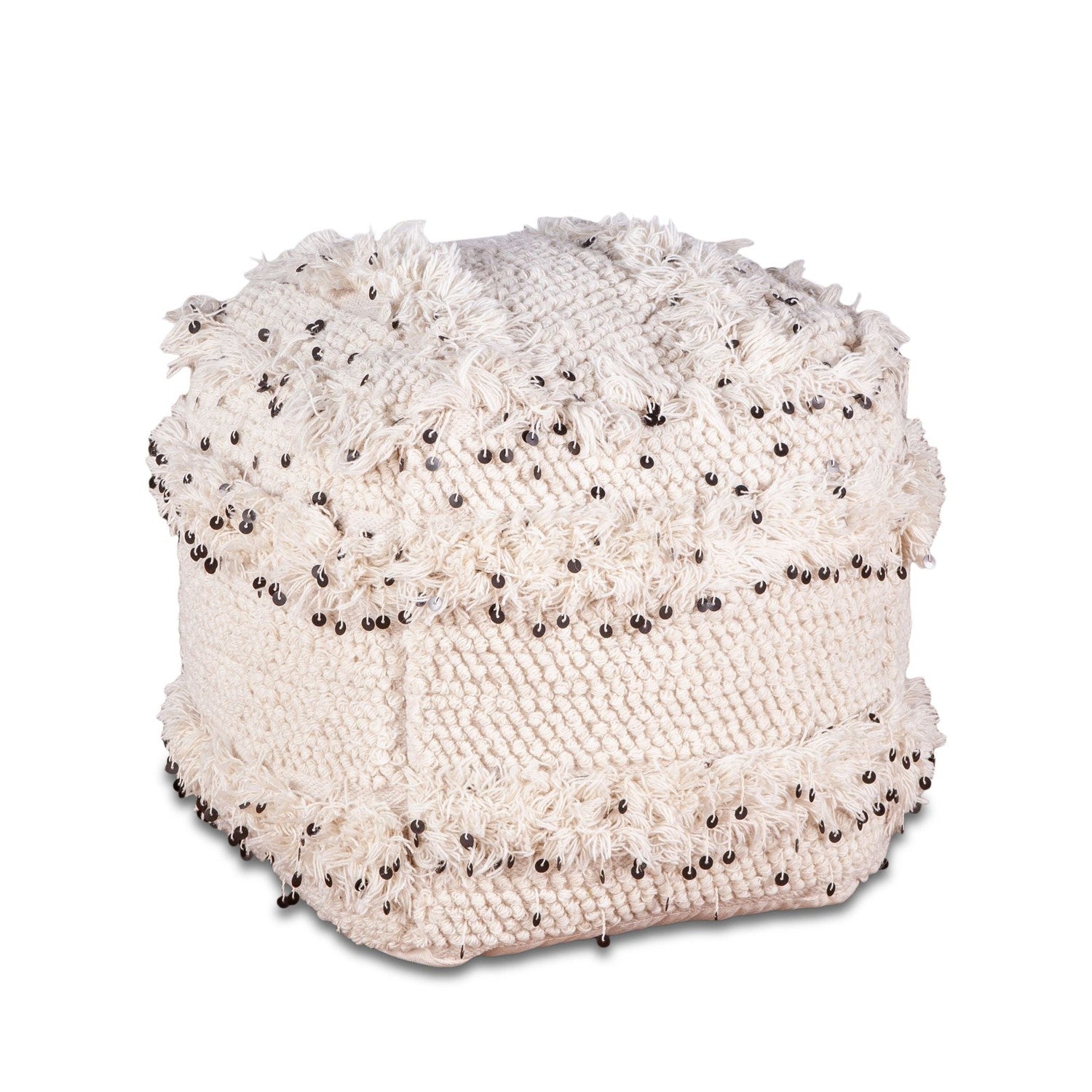 Marrakech 18" Moroccan Sequined Accent Ottoman-Home Trends & Designs-HOMETD-FMK-PUF18-Stools & Ottomans-1-France and Son
