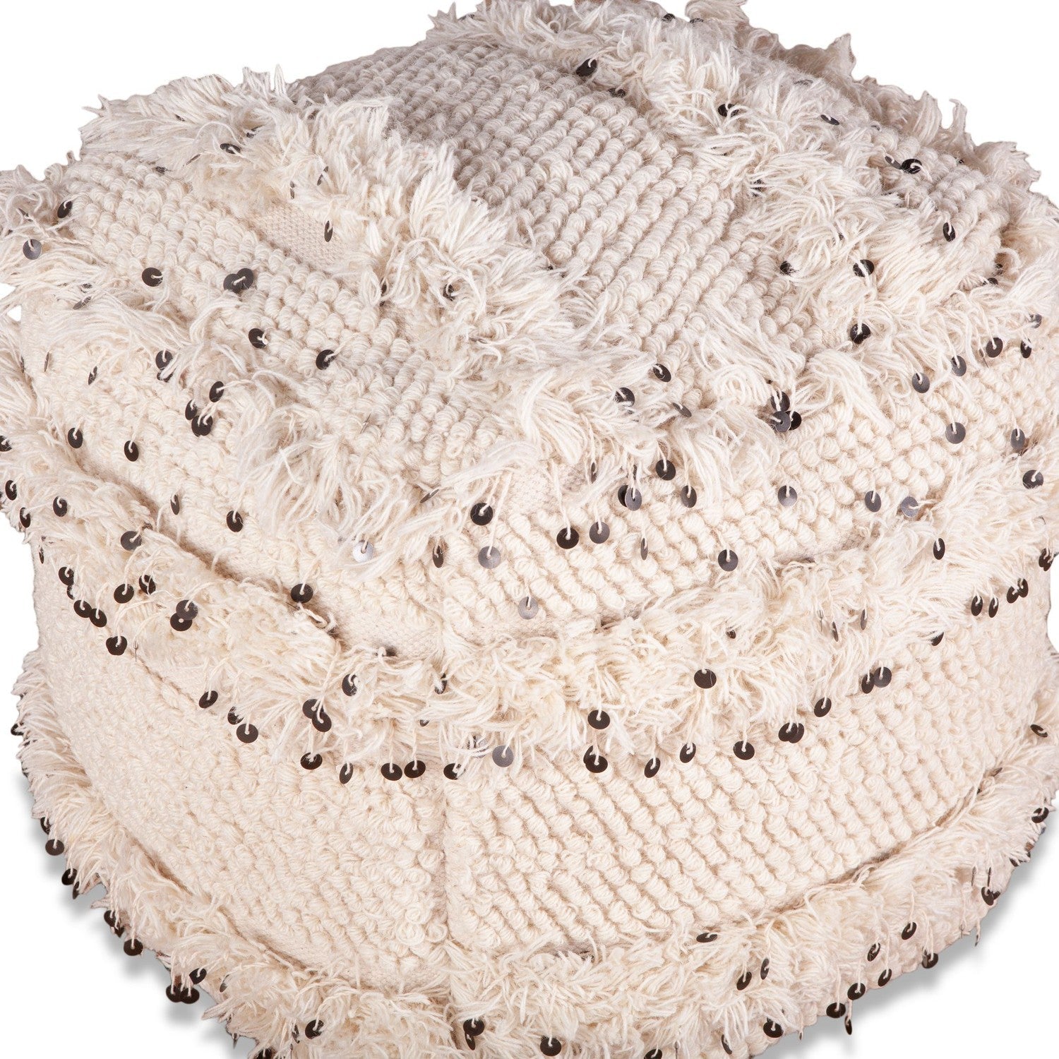 Marrakech 18" Moroccan Sequined Accent Ottoman-Home Trends & Designs-HOMETD-FMK-PUF18-Stools & Ottomans-2-France and Son