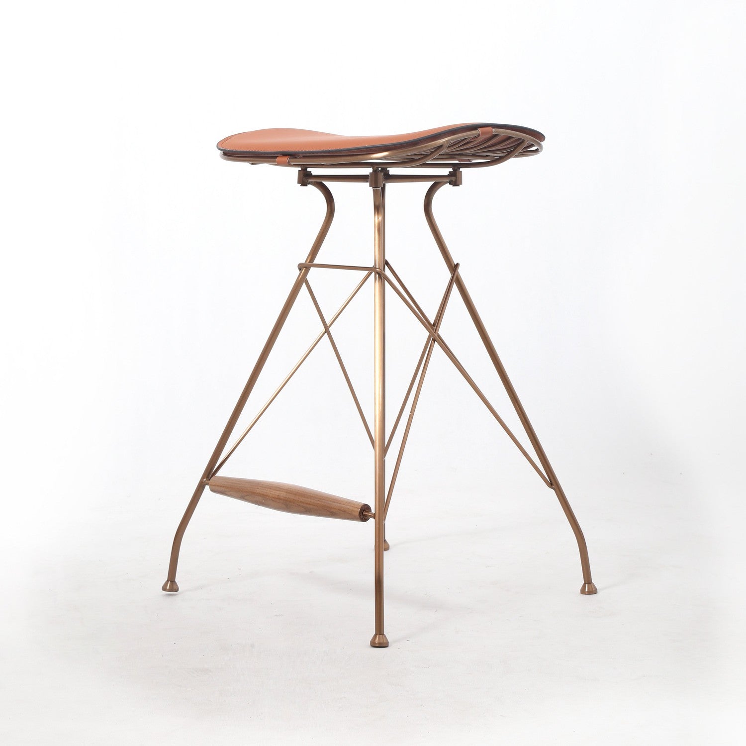 Odilia Counter Stool-France & Son-FMS018C-BRNRGLD-Dining Chairs-3-France and Son