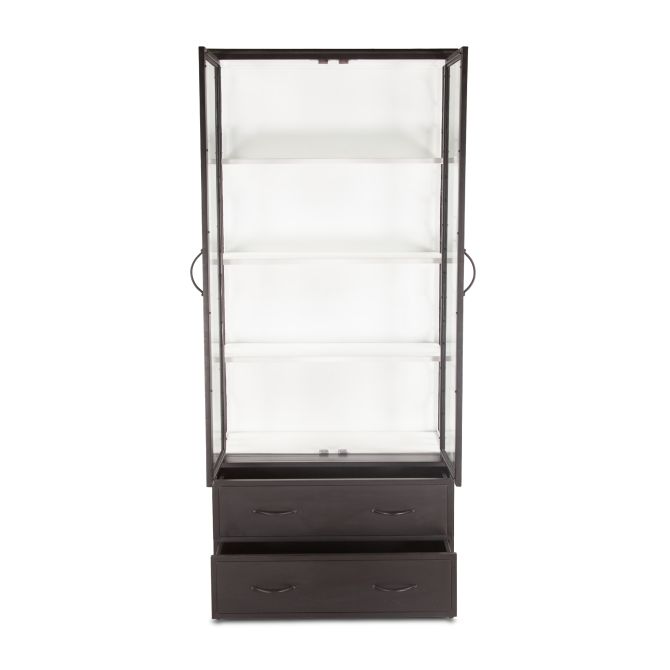 Pompeii Iron and Glass Cabinet Matte Black-Home Trends & Designs-HOMETD-FPP-GC37BLK-Bookcases & Cabinets37"-4-France and Son