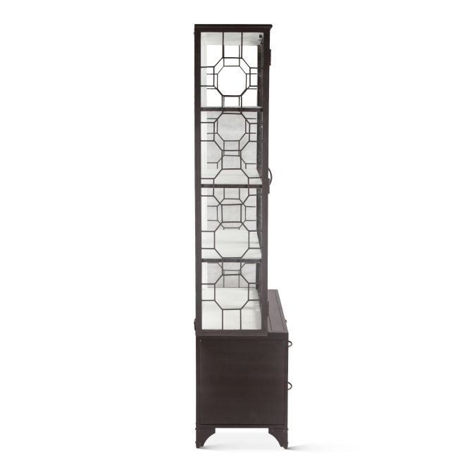 Pompeii Iron and Glass Cabinet Matte Black-Home Trends & Designs-HOMETD-FPP-GC37BLK-Bookcases & Cabinets37"-6-France and Son
