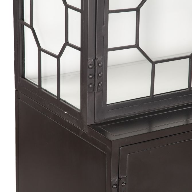 Pompeii Iron and Glass Cabinet Matte Black-Home Trends & Designs-HOMETD-FPP-GC37BLK-Bookcases & Cabinets37"-11-France and Son