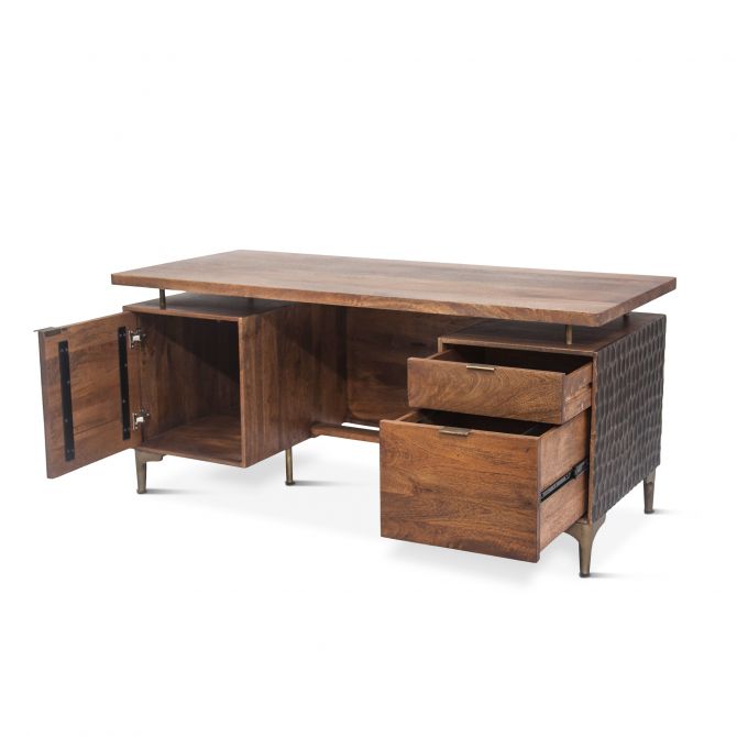 Santa Cruz 66" Two-Toned Office Desk-Home Trends & Designs-HOMETD-FSC-OD66TT-Desks-6-France and Son