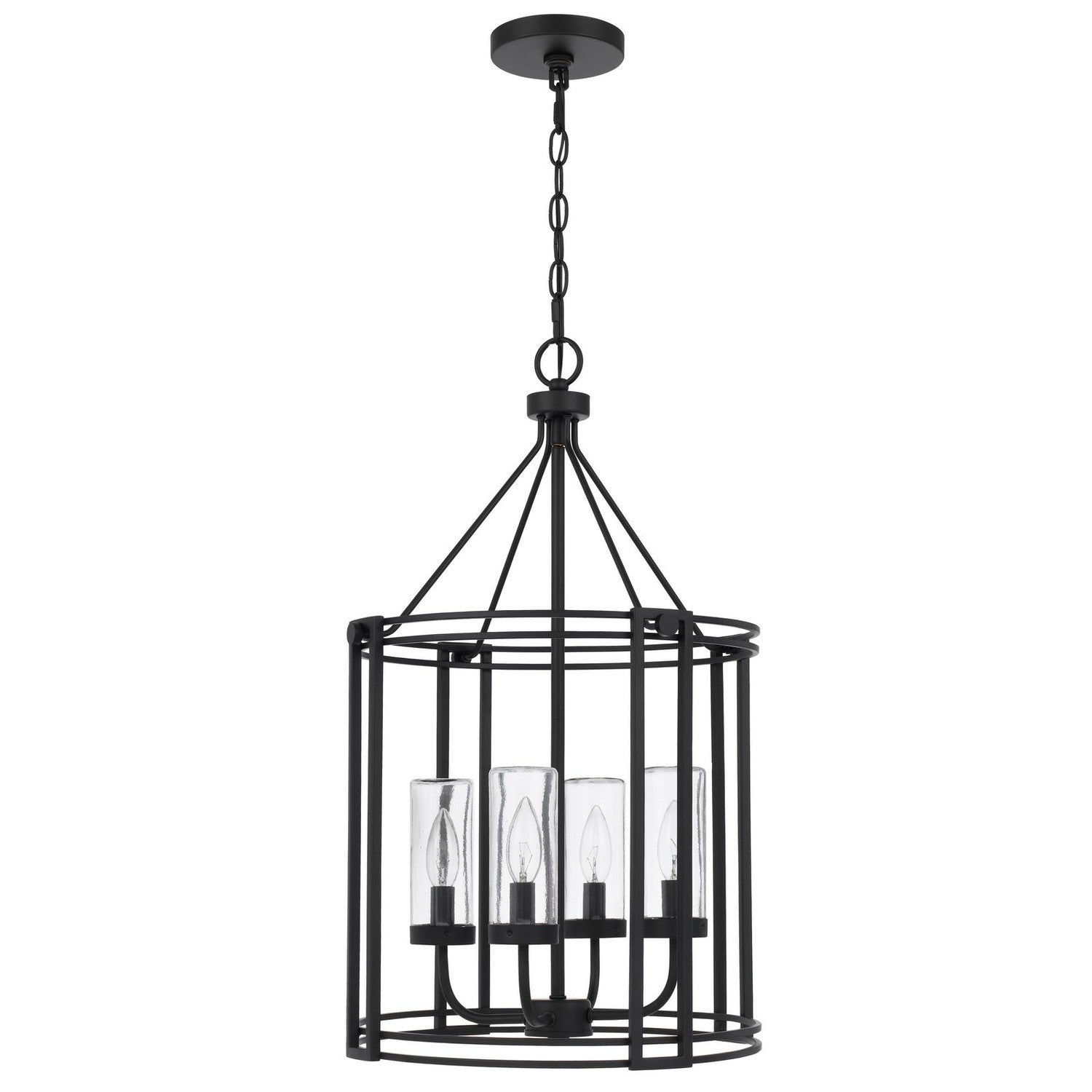 Luton cage metal chandelier with glass shades-Cal Lighting-CAL-FX-3777-4-Pendants-1-France and Son