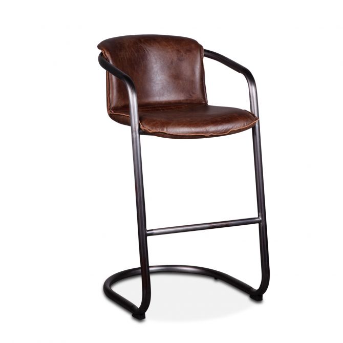 Portofino 22" Leather Bar Chair-Home Trends & Designs-HOMETD-GPF-BC22-GEI-Bar StoolsGeisha Brown-6-France and Son