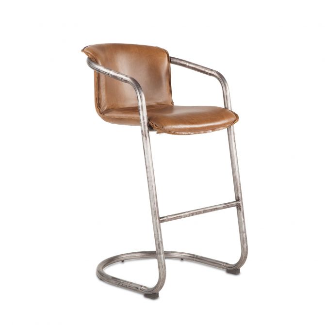 Portofino 22" Leather Bar Chair-Home Trends & Designs-HOMETD-GPF-BC22-Bar StoolsBerham Chestnut-2-France and Son