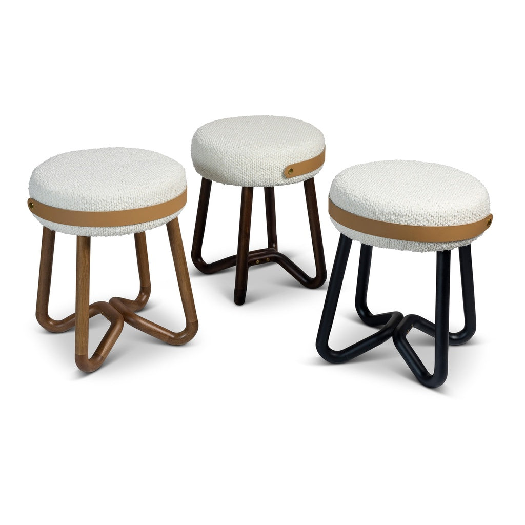 Loop Upholstered Stool-Urbia-URBIA-BMJ-71868-02-Stools & OttomansIvory - Pecan - Caramel-7-France and Son