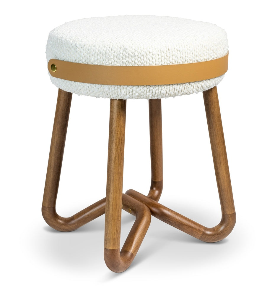 Loop Upholstered Stool-Urbia-URBIA-BMJ-71868-02-Stools & OttomansIvory - Pecan - Caramel-4-France and Son