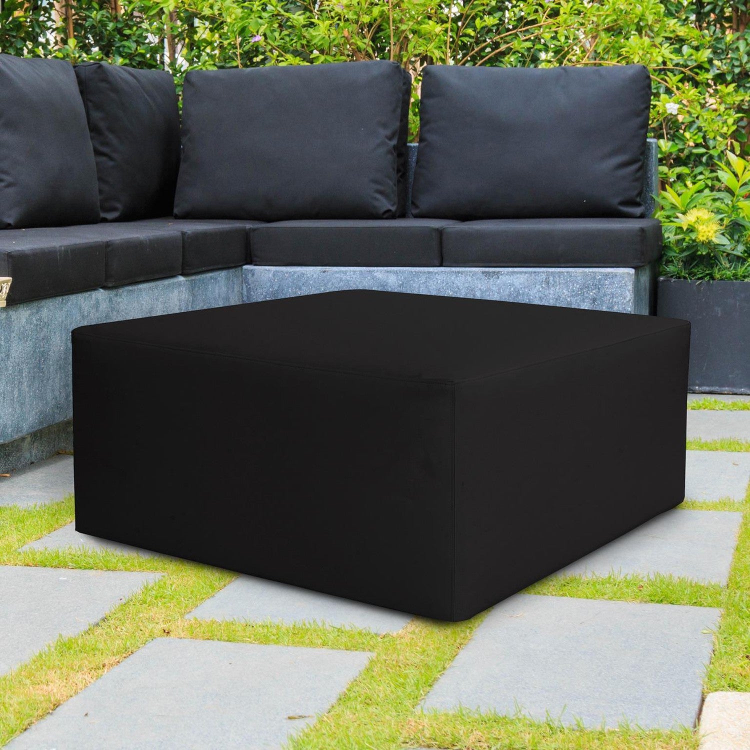 Outdoor Universal 36 Square Ottoman-The Howard Elliott Collection-HOWARD-Q133-064-Stools & OttomansBlack-2-France and Son