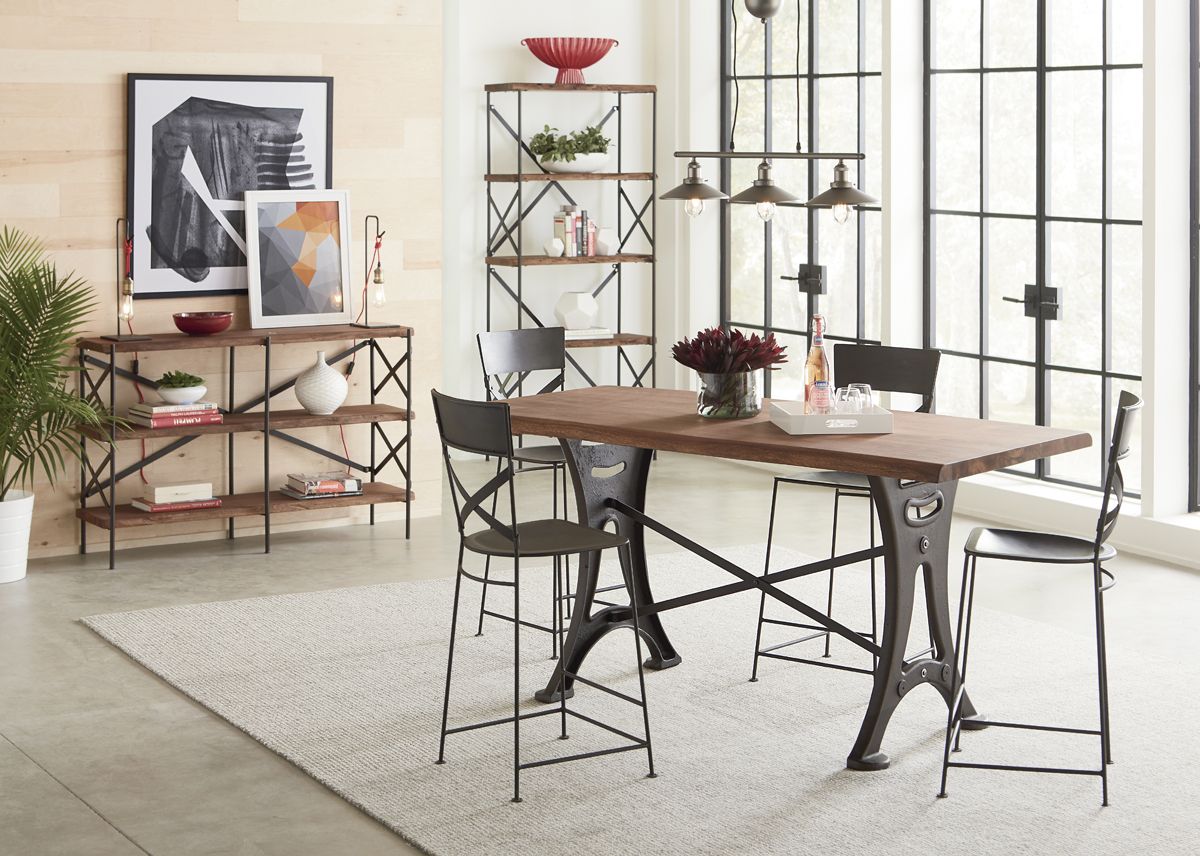 Organic Forge 56" Wide Bookshelf Raw Walnut-Home Trends & Designs-HOMETD-FOF-BS56RWAZ-Bookcases & Cabinets-3-France and Son