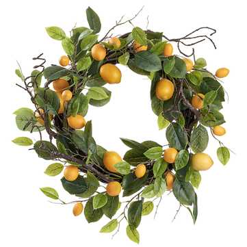 Lemon Wreath-Allstate Floral-AllstFloral-VWL058-YE-Faux Plants-1-France and Son