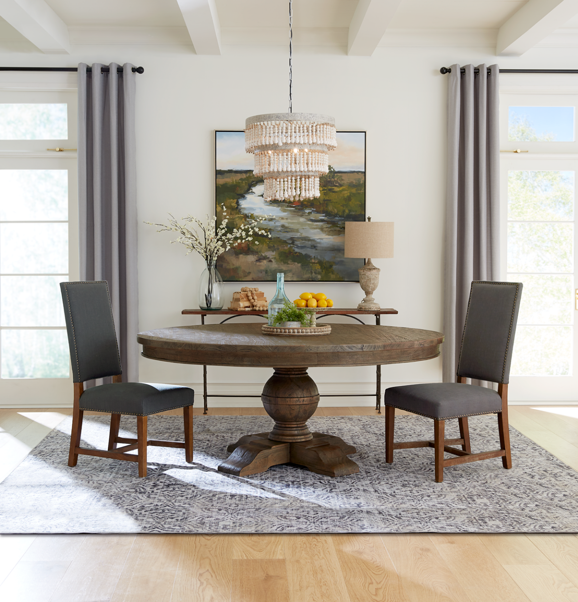 Colonial Plantation Round Dining Table Weathered Teak-Home Trends & Designs-HOMETD-FCP-RD48WT-Dining Tables48"-5-France and Son
