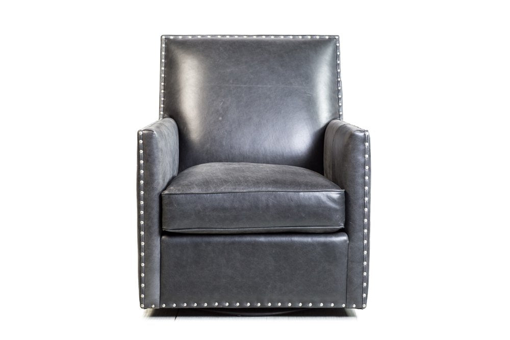 Dexter Swivel Chair in Cortina Black-Spectra Home-SpectraHome-C1043-10-S-2-Lounge Chairs-2-France and Son