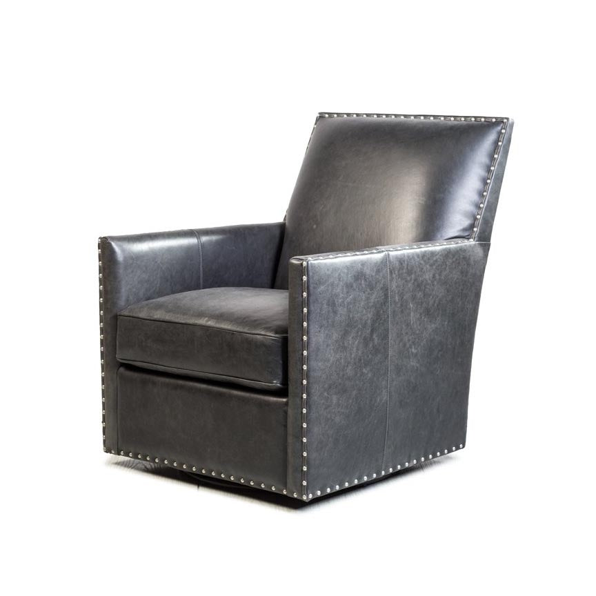 Dexter Swivel Chair in Cortina Black-Spectra Home-SpectraHome-C1043-10-S-2-Lounge Chairs-1-France and Son
