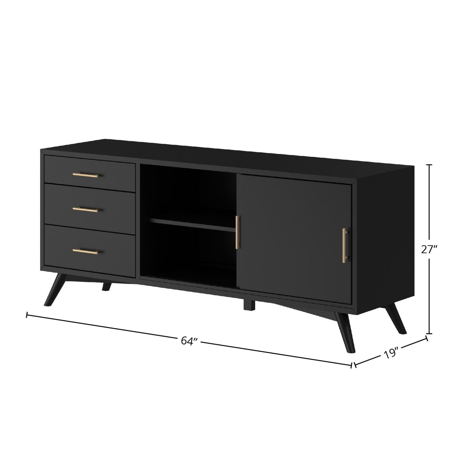 Flynn Large TV Console-Alpine Furniture-Alpine-966-10-Media Storage / TV StandsAcorn-8-France and Son