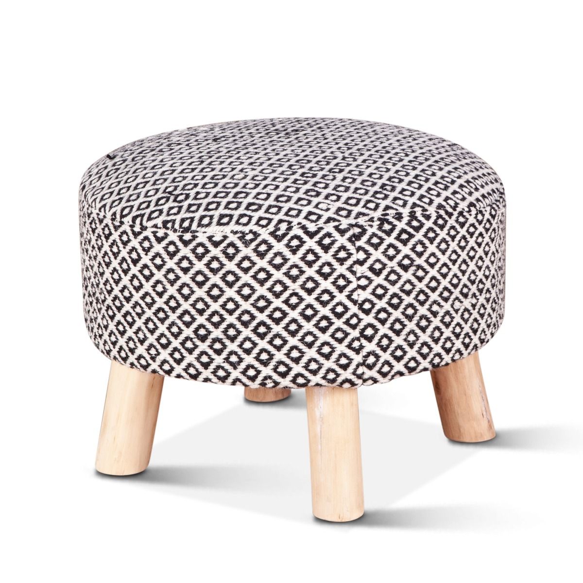 Marrakech 24" Upholstered Handloom Durry Acent Stool-Home Trends & Designs-HOMETD-FMK-RST24-Stools & Ottomans-1-France and Son