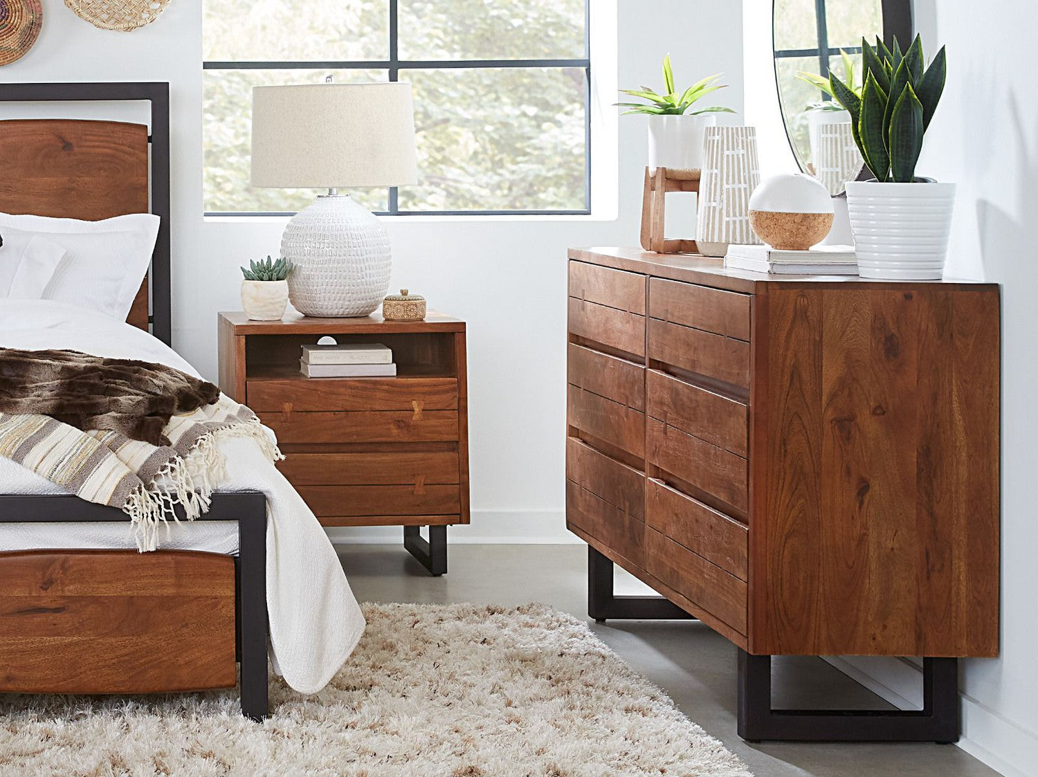 Aspen Acacia Wood Live Edge Dresser-Home Trends & Designs-HOMETD-FAS-DR58WN-6D-Dressers-2-France and Son