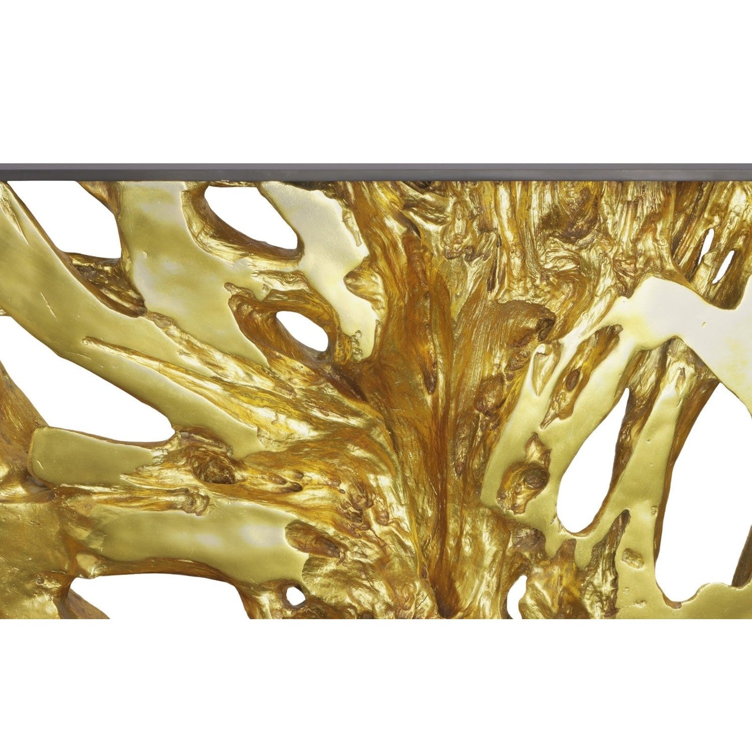 Cast Root Framed Console Table - Wood Frame - Resin - Gold Leaf-Phillips Collection-PHIL-PH111378-Console Tables-3-France and Son