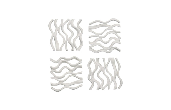 Vine Wall Tile, Matte White, Set of 4-Phillips Collection-PHIL-PH111552-Wall Decor-2-France and Son