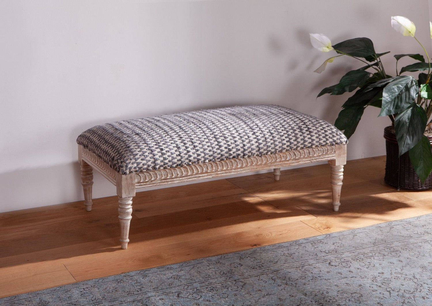 Marrakech 48" Upholstered Chocho Fabric Accent Ottoman-Home Trends & Designs-HOMETD-FMK-CTO48-Stools & Ottomans-2-France and Son