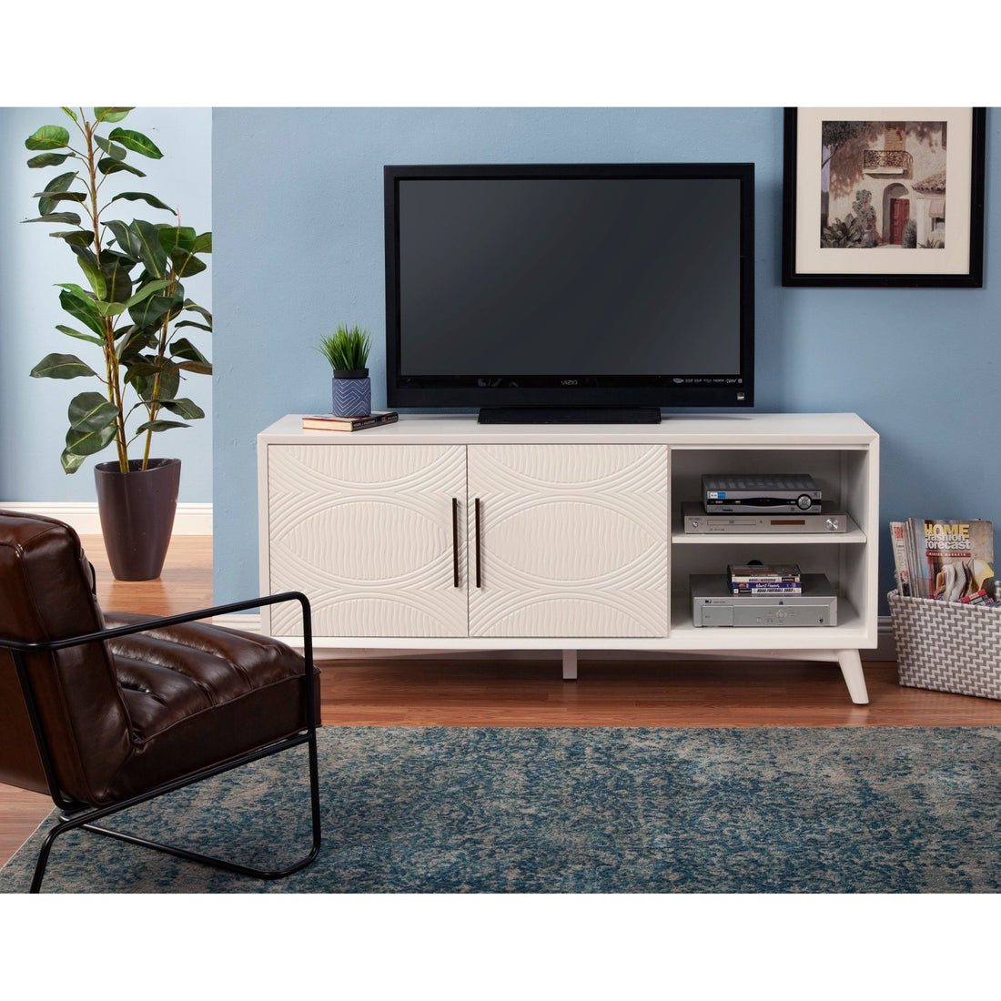 Tranquility TV Console - White-Alpine Furniture-Alpine-1867-10-Media Storage / TV Stands-3-France and Son