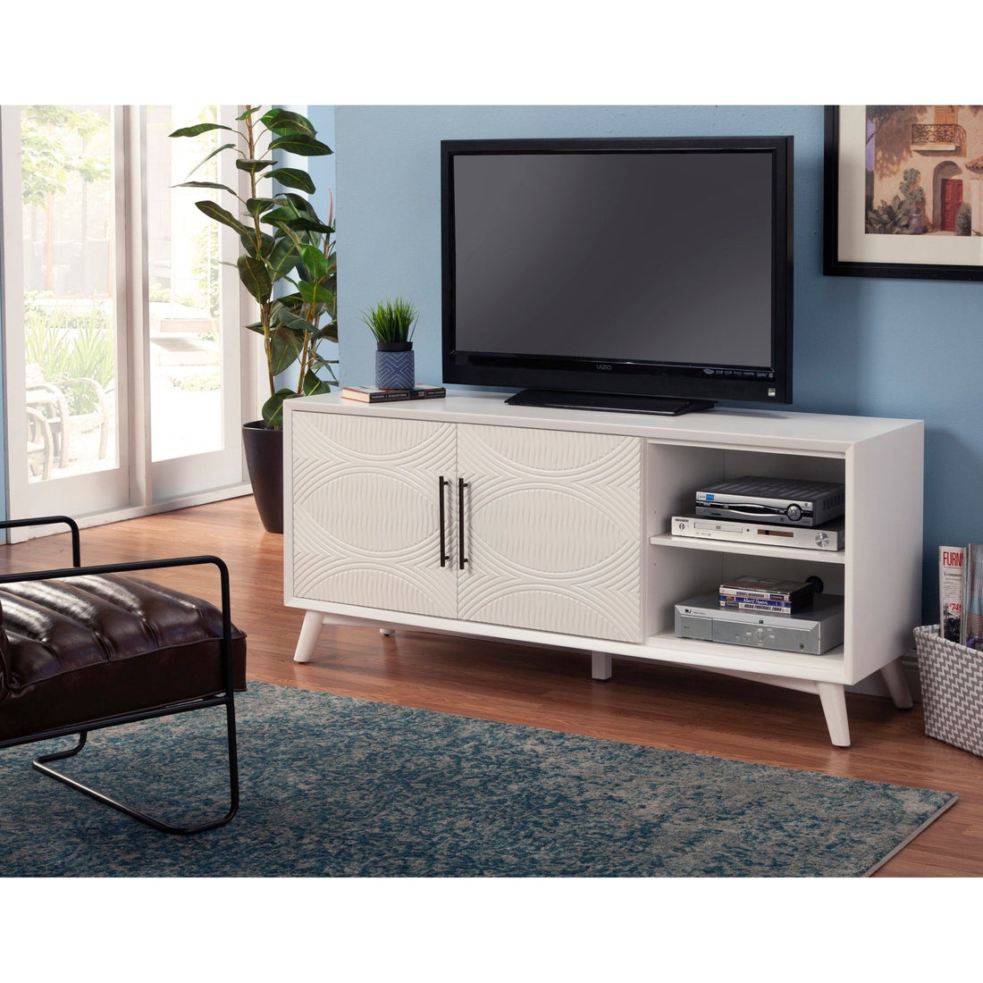 Tranquility TV Console - White-Alpine Furniture-Alpine-1867-10-Media Storage / TV Stands-2-France and Son
