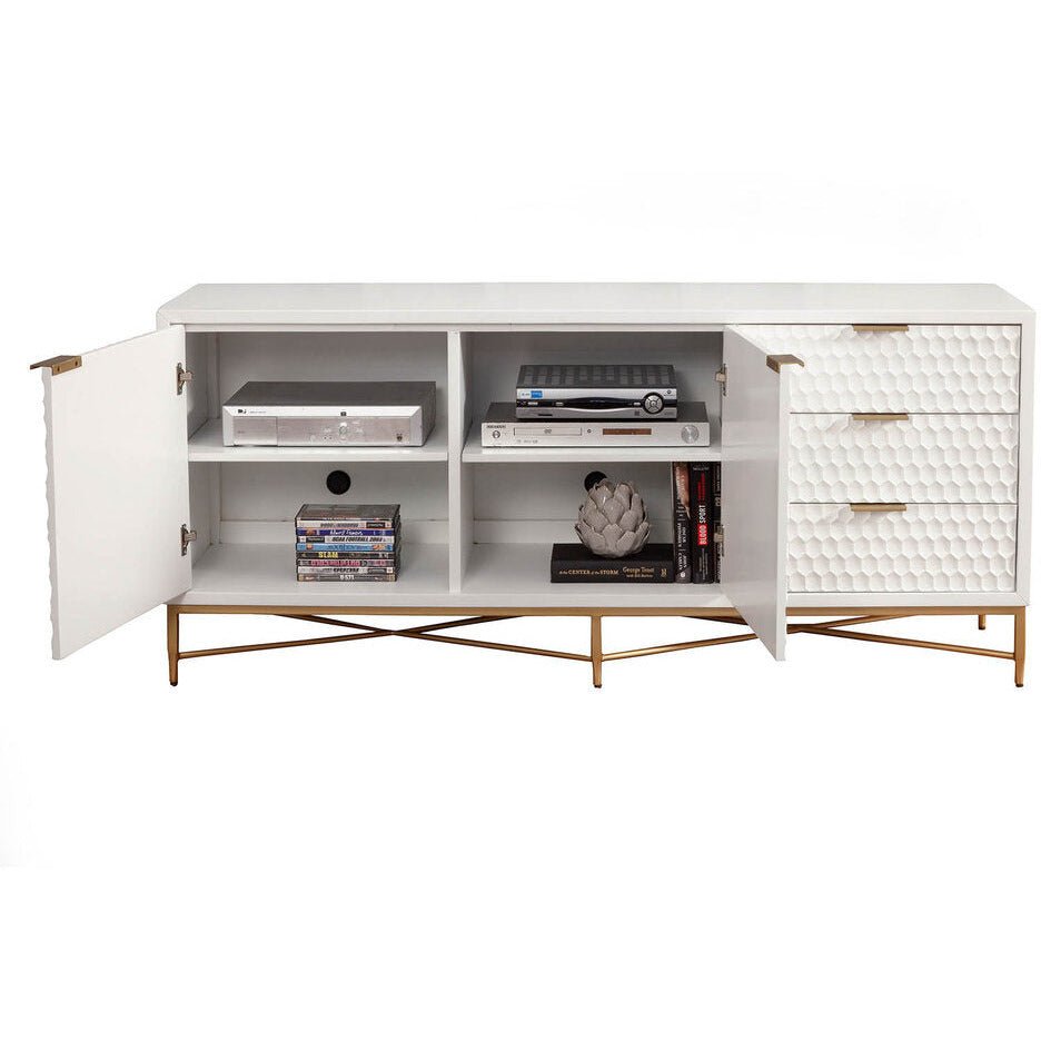 White Pearl TV Console-Origins by Alpine-Origins-6400-10-Media Storage / TV Stands-3-France and Son
